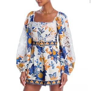 Farm Rio Lace Trim Romper